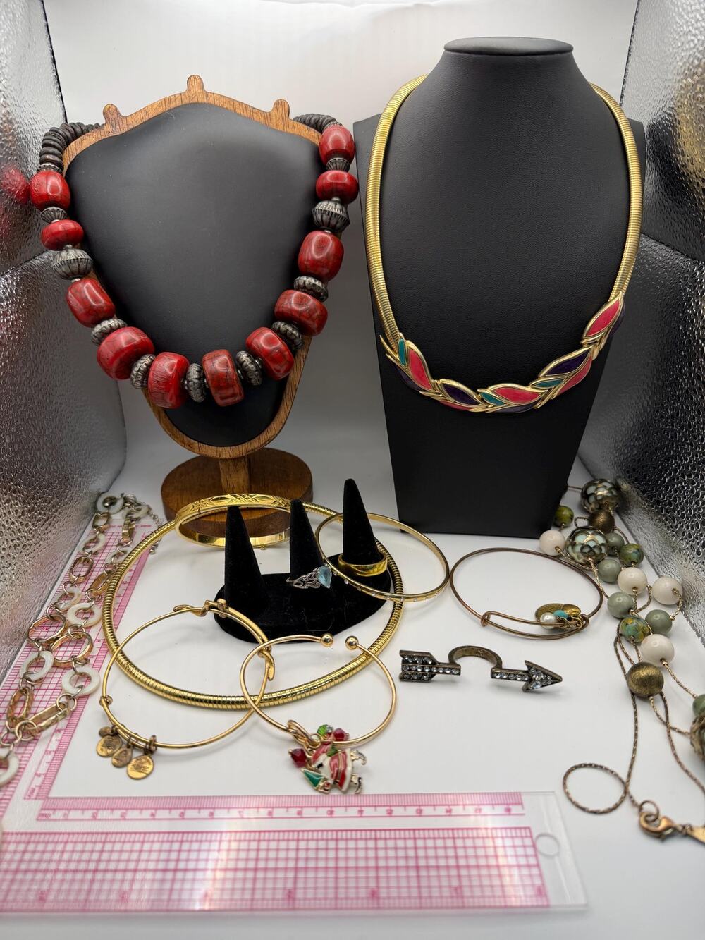 Mixed Jewelry Lot: Necklaces, Bangles, Rings, Alex and Ani, 925 Marked Pieces